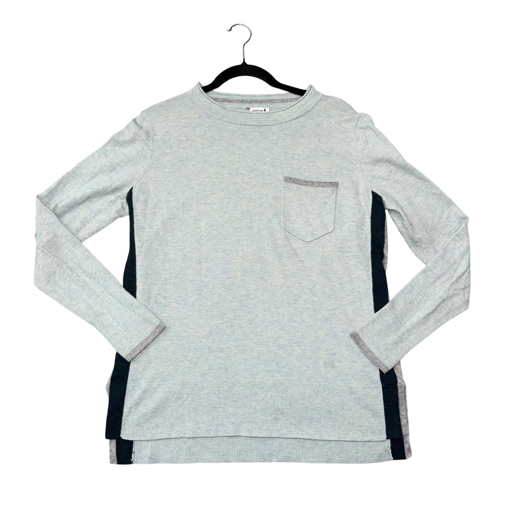 Smartwool Merino Wool Blend Sweater Women Large Blue Colorblock Pocket Excellent